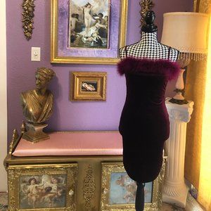 Purple Fembot Dress with Feather Trim